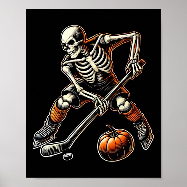 Skeleton beim Eishockeyspiel  Poster (Vorne)