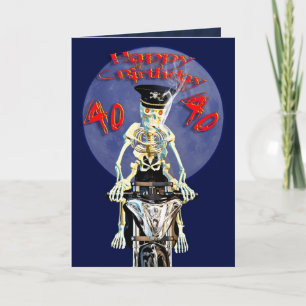 Skeleton biker 40th birthday card karte