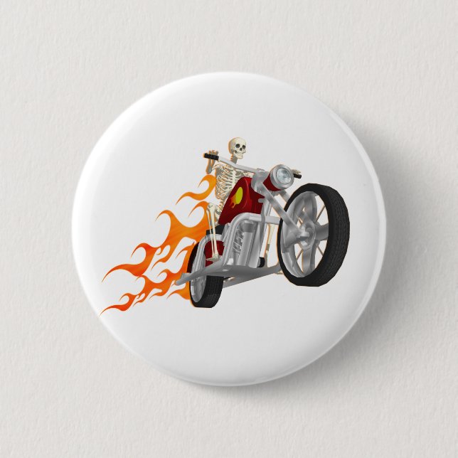 Skeleton Biker & Flames: Button (Vorderseite)