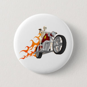 Skeleton Biker & Flames: Button