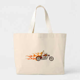 Skeleton Biker & Flames: Jumbo Stoffbeutel