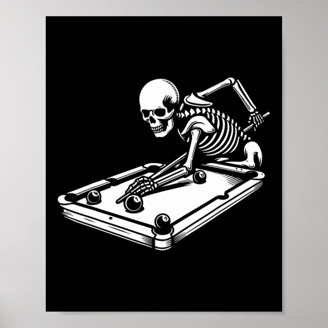 Skeleton Billiards Halloween Pool Snooker Billiard Poster (Vorne)