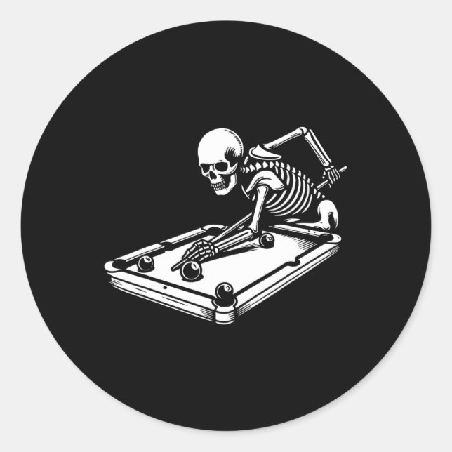Skeleton Billiards Halloween Pool Snooker Billiard Runder Aufkleber (Vorderseite)