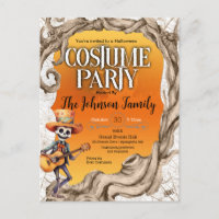 Skeleton Black Halloween Party Einladung