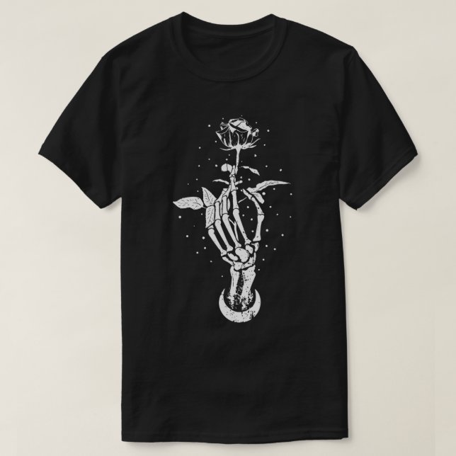 Skeleton Blackcraft Moon Rose Witchcraft T-Shirt (Design vorne)