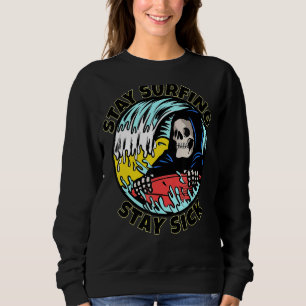 Skeleton Bleibe Surfing Bleibe Sick Summer Beach S Sweatshirt