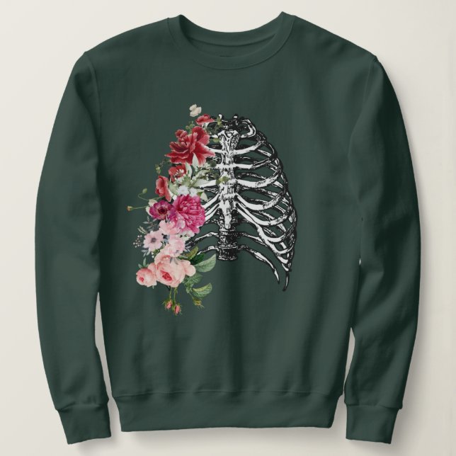 Skeleton Blume Body Edgy Graphic Sweatshirt (Design vorne)