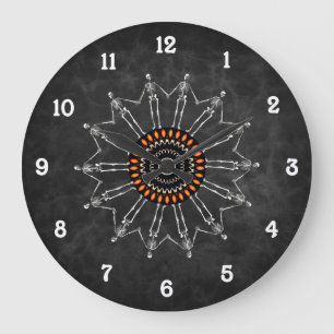 Skeleton Blume Gothic Gray Große Wanduhr