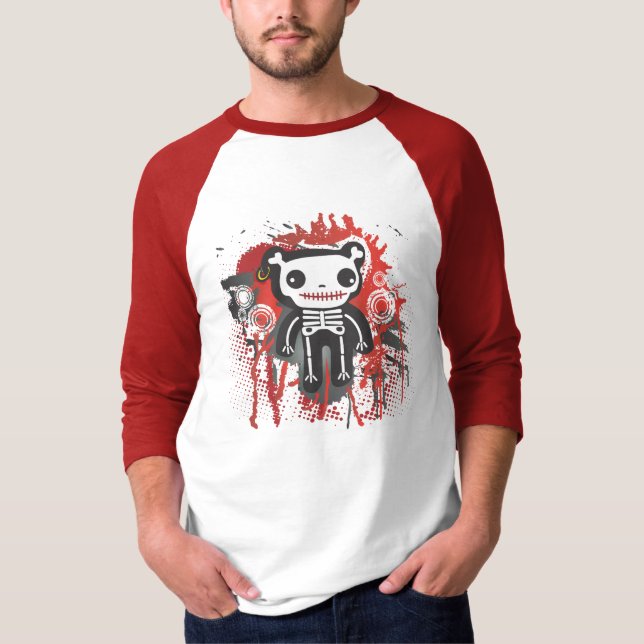 skeleton blutiger Schmutz des Teddybären T-Shirt (Vorderseite)