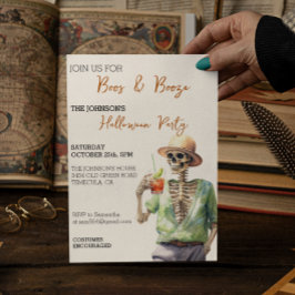 Skeleton Boos Booze Halloween-Party Wasserfarbe Einladung