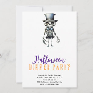 Skeleton Bow Krawatte Top Hat Halloween Abendessen Einladung