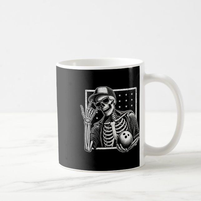 Skeleton Bowling Player Geburtstag Halloween Mens  Kaffeetasse (Rechts)