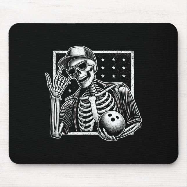Skeleton Bowling Player Geburtstag Halloween Mens  Mousepad (Vorne)