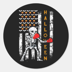 Skeleton Boxen Halloween Boxer Kickboxen MMA USA Runder Aufkleber
