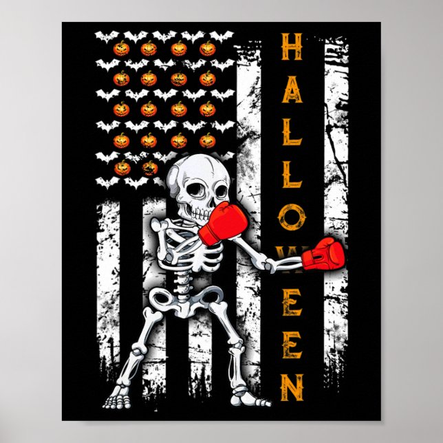 Skeleton Boxing Halloween Boxer Kickboxing Mma Us  Poster (Vorne)