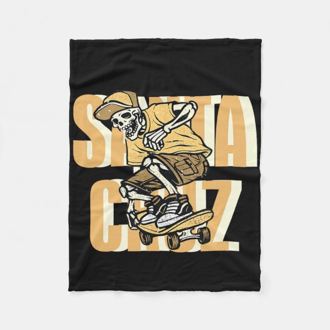 Skeleton Boy Skateboarding Gothic Dark Fantasy Art Fleecedecke (Vorderseite)