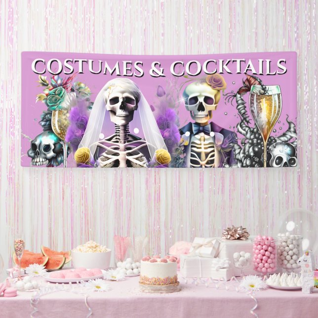 Skeleton Brautbäume lila Hochzeitscocktail Banner (Party)