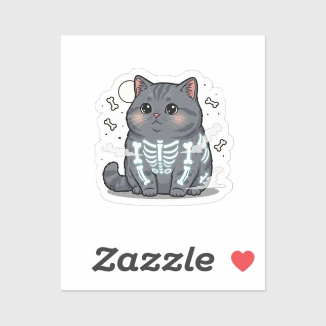 Skeleton Brit - British Shorthair Cat Spooky Aufkleber (Blatt)