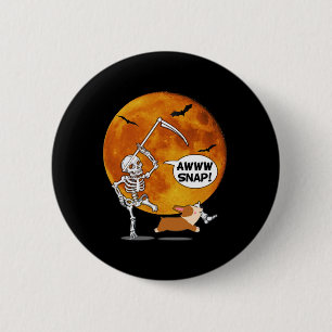 Skeleton Broken Leg Halloween Corgi Sensenmann Scy Button
