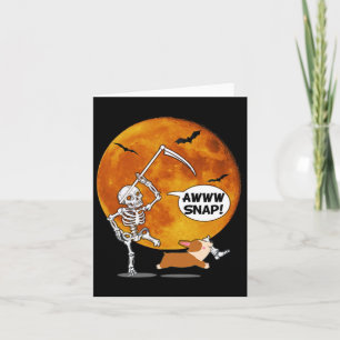 Skeleton Broken Leg Halloween Corgi Sensenmann Scy Karte