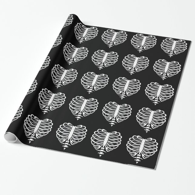 Skeleton Brustkorbherz Geschenkpapier (Ungerollt)