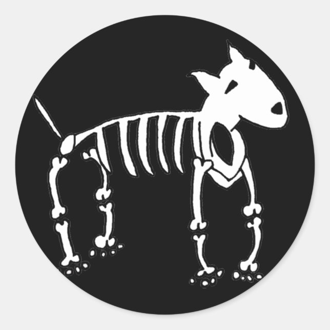 Skeleton Bull Terrier Dog Runder Aufkleber (Vorderseite)