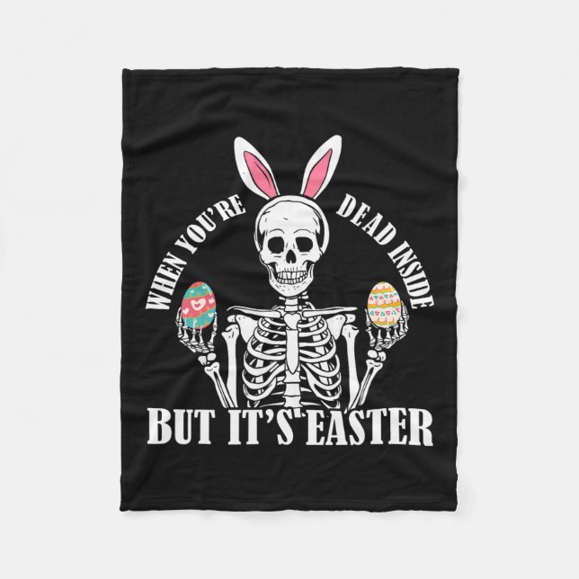 Skeleton Bunny Deside, aber Ostern Funny Funny Wom Fleecedecke (Vorderseite)