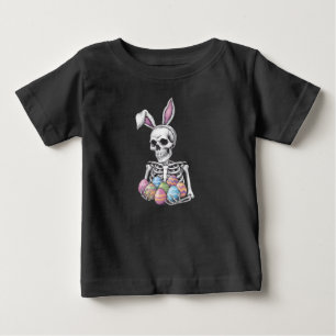 Skeleton Bunny Holding Ostereier Funny Rabbit Baby T-shirt