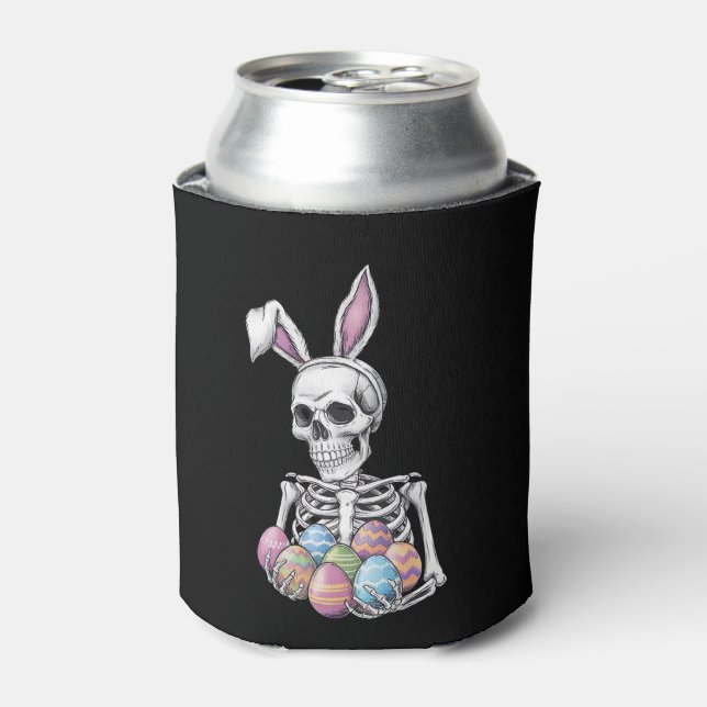 Skeleton Bunny Holding Ostereier Funny Rabbit Dosenkühler (Kanne Vorderseite)