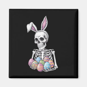 Skeleton Bunny Holding Ostereier Funny Rabbit Magnet