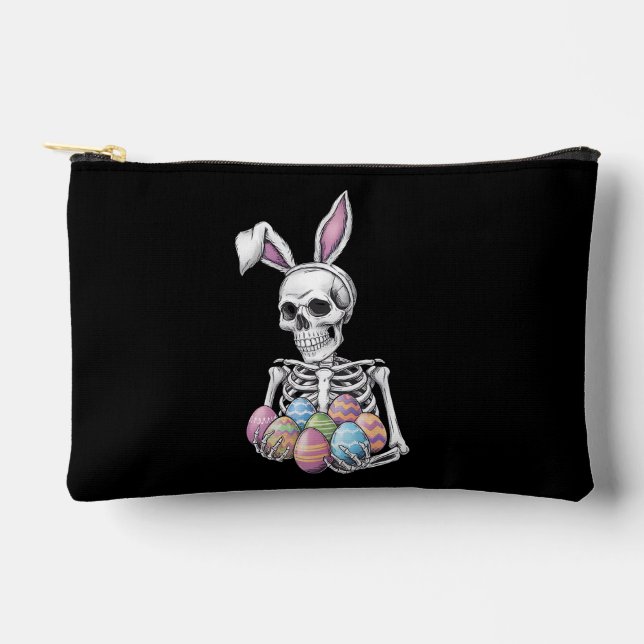 Skeleton Bunny Holding Ostereier Funny Rabbit Zubehörtasche (Vorderseite)