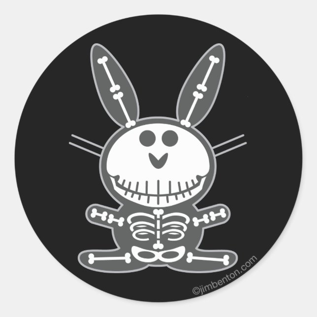 Skeleton Bunny Runder Aufkleber (Vorderseite)