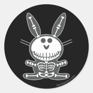 Skeleton Bunny Runder Aufkleber