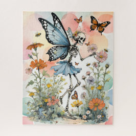 Skeleton Butterfly Fairy mit Wildblumen Puzzle