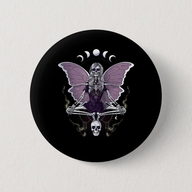 Skeleton Butterfly Goth Button (Vorderseite)