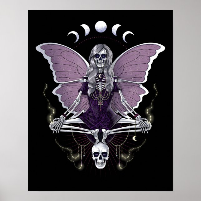 Skeleton Butterfly Goth Poster (Vorne)