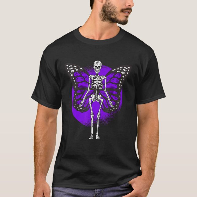 Skeleton Butterfly Skull Gothic Goth Fairycore Aes T-Shirt (Vorderseite)