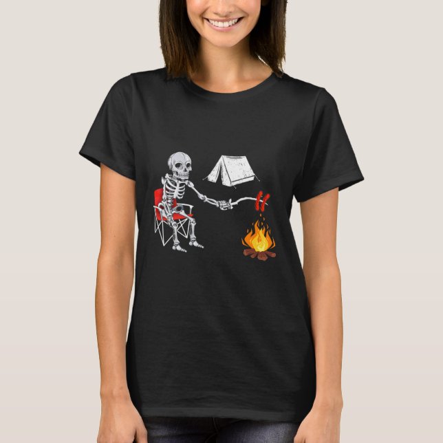 Skeleton Camping Shirt Campfire Hiking Halloween  (Vorderseite)