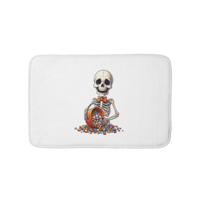 Skeleton Candy Bowl Halloween Badematte (Vorderseite)