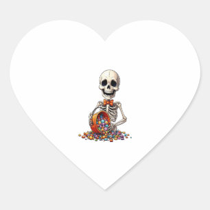 Skeleton Candy Bowl Halloween Herz-Aufkleber