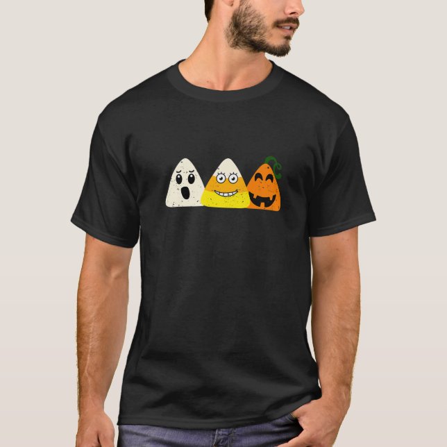 Skeleton Candy Corn Skull Pumpkin Fun Halloween Co T-Shirt (Vorderseite)