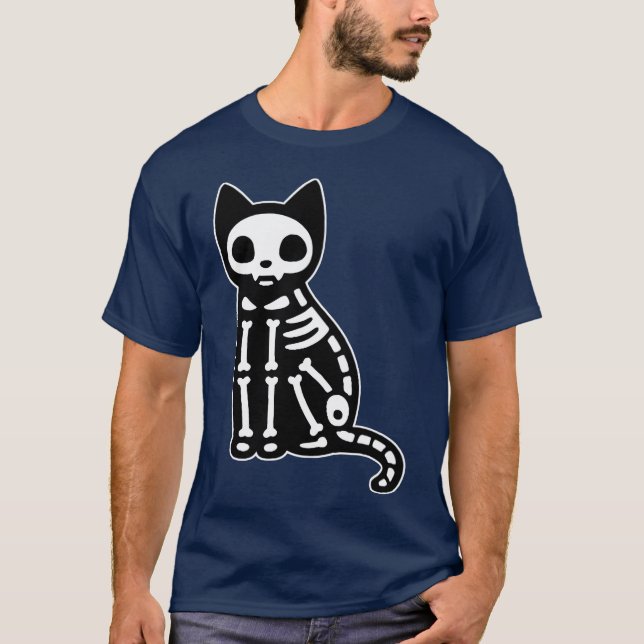 Skeleton Cat Halloween Vintag T-Shirt (Vorderseite)