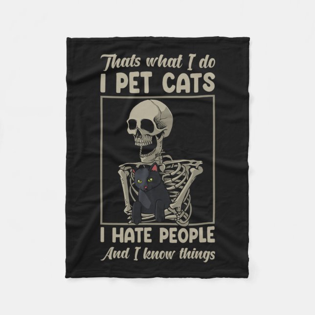 Skeleton Cat Kitten Lover Grumpy Skull Kitty Pet O Fleecedecke (Vorderseite)