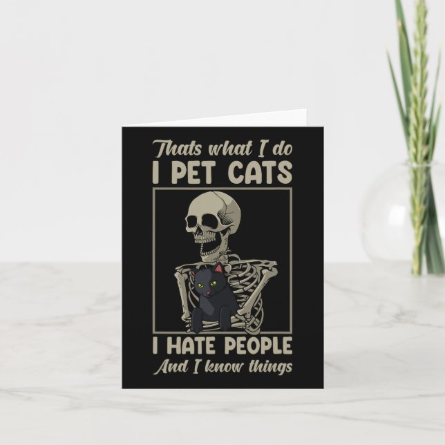 Skeleton Cat Kitten Lover Grumpy Skull Kitty Pet O Karte (Vorderseite)