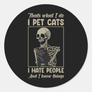 Skeleton Cat Kitten Lover Grumpy Skull Kitty Pet O Runder Aufkleber