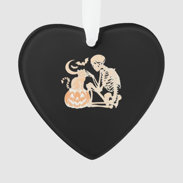 Skeleton Cat Skull kitty Cute Halloween Design Cla Ornament (Vorderseite)