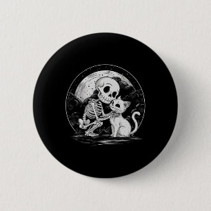 Skeleton Cat Skull Kitty Niedlich Goth Halloween C Button