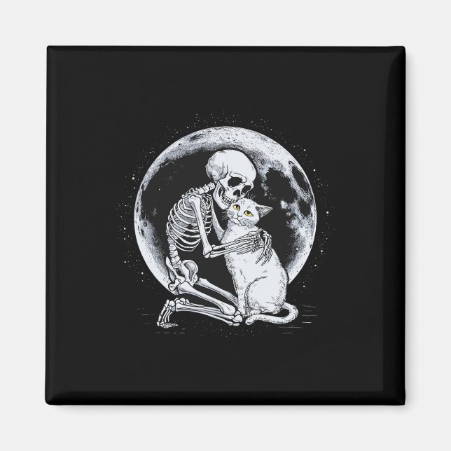 Skeleton Cat Skull Kitty Niedlich Goth Halloween C Magnet (Vorne)