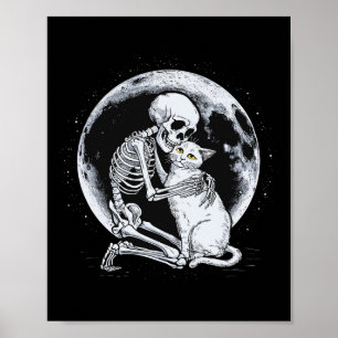 Skeleton Cat Skull Kitty Niedlich Goth Halloween C Poster