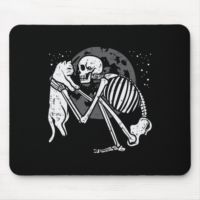 Skeleton Cat Skull Kitty Niedlich Goth Halloween M Mousepad (Vorne)